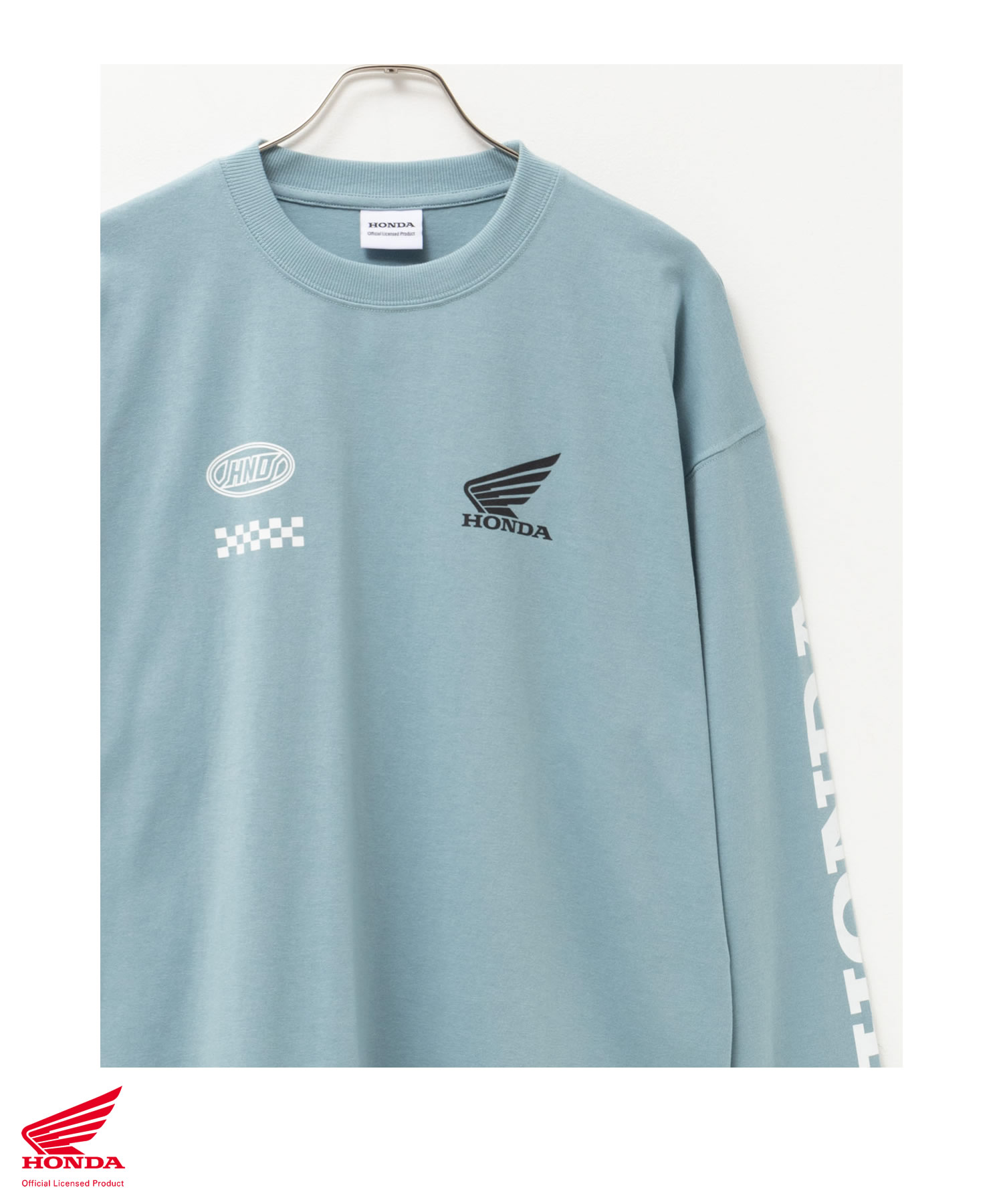 Honda ホンダ Tシャツ メンズ 長袖 ロンT 綿混 クルーネック ルーズシルエット トップス