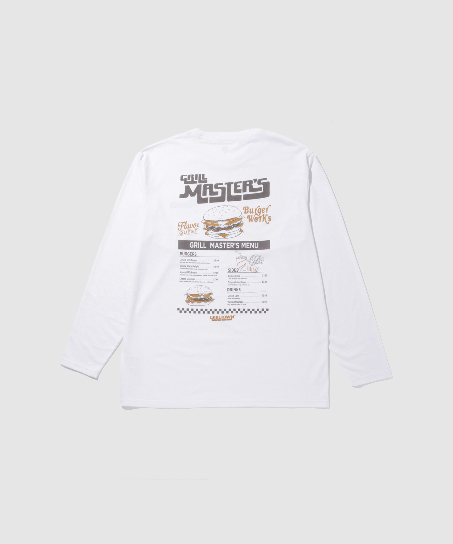 Tシャツ メンズ 長袖 ロンT 綿混 フードメニュー バックプリント