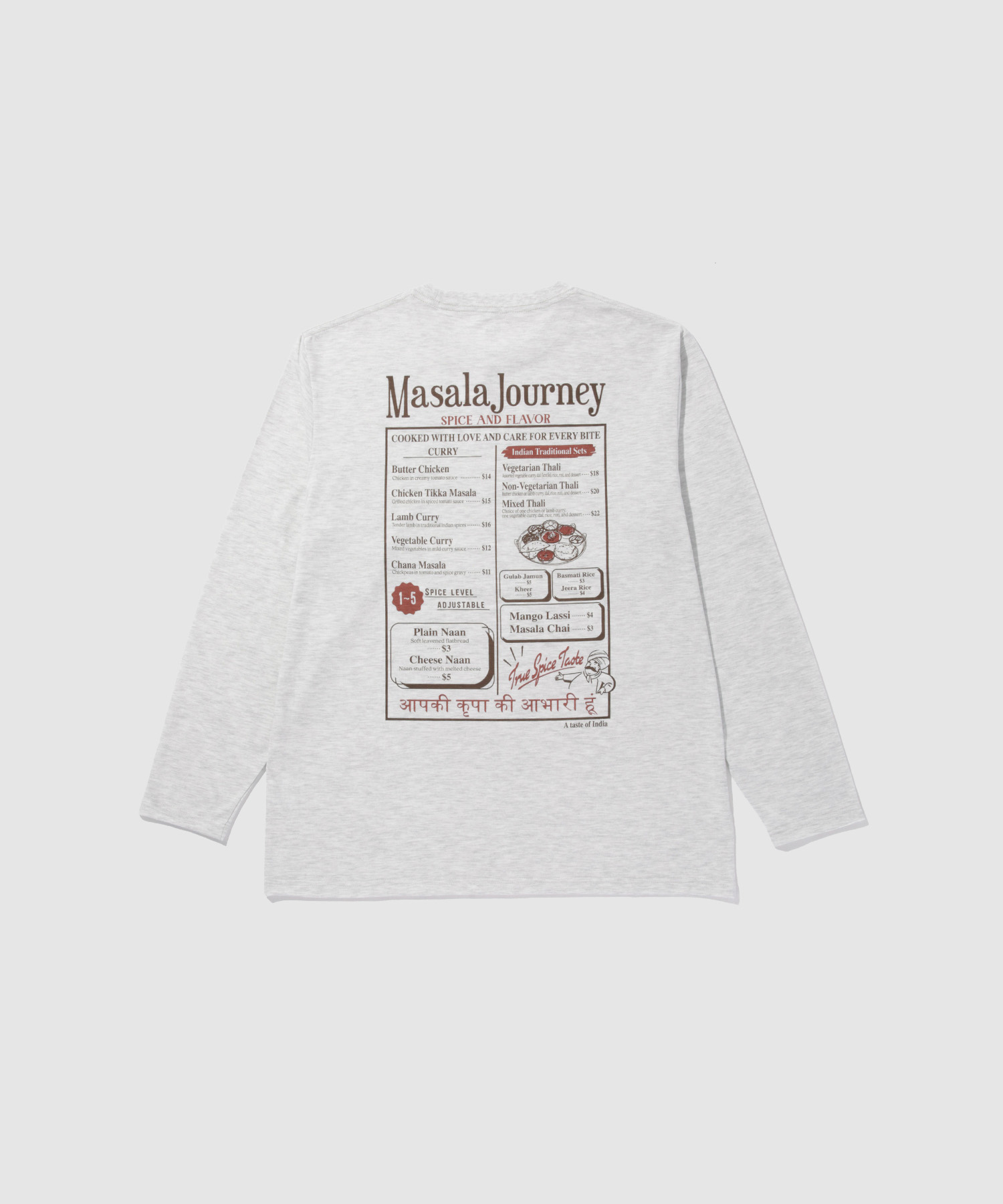 Tシャツ メンズ 長袖 ロンT 綿混 フードメニュー バックプリント