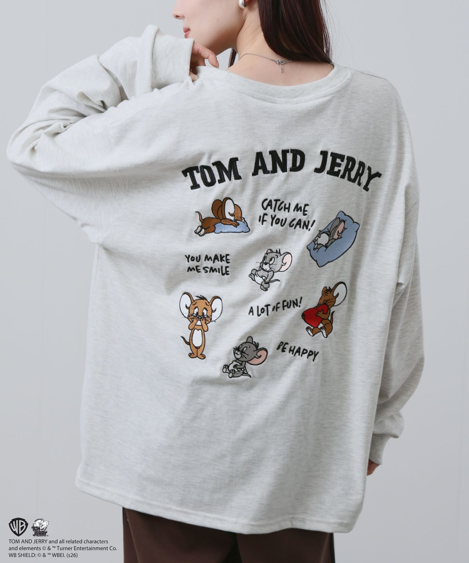 Tom and Jerry トムとジェリー Tシャツ メンズ 長袖 ロンT 綿混 大きめ