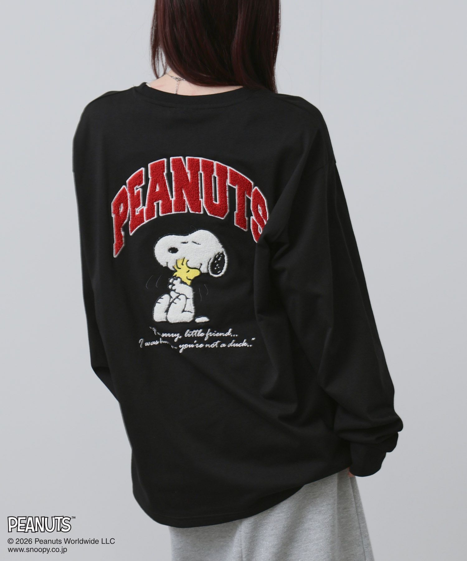 スヌーピー　切り替え　ロンＴシャツ　長袖　メンズL　KW　ゆったり♪ PEANUTS PEANUTS SNOOPY ピーナッツ スヌーピー Tシャツ メンズ 長袖