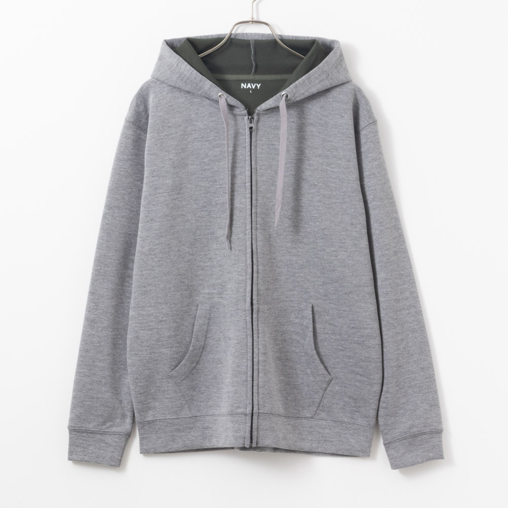 NAVY パーカー メンズ 吸水速乾 配色切替 無地 スウェット ジップ