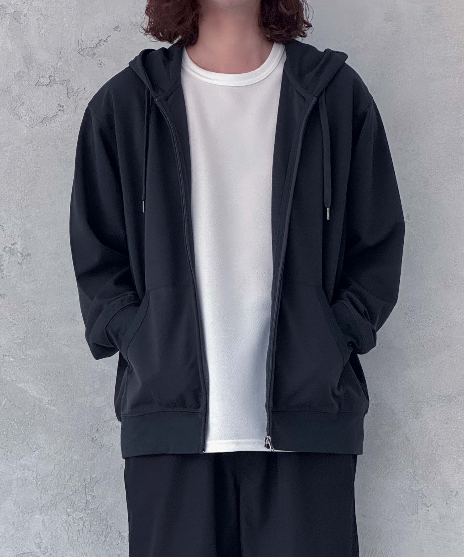 NAVY パーカー メンズ UVカット ドライ 軽量 ストレッチ 無地 ジップ