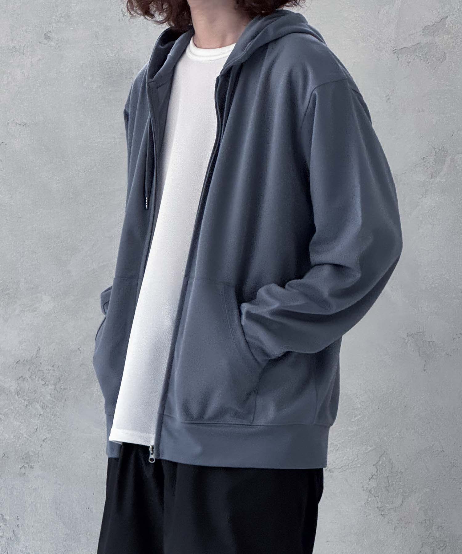 NAVY パーカー メンズ UVカット ドライ 軽量 ストレッチ 無地 ジップ 