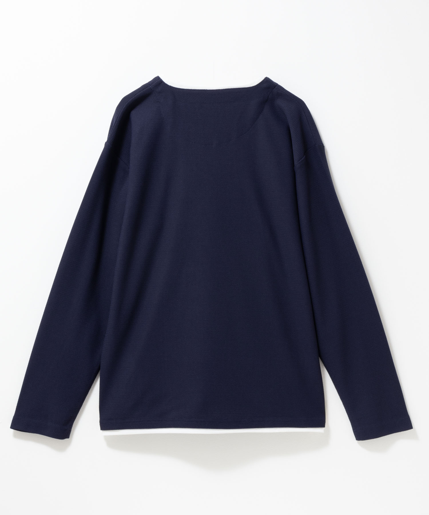 NAVY Tシャツ メンズ 長袖 ロンT フェイクレイヤード 無地 クルー