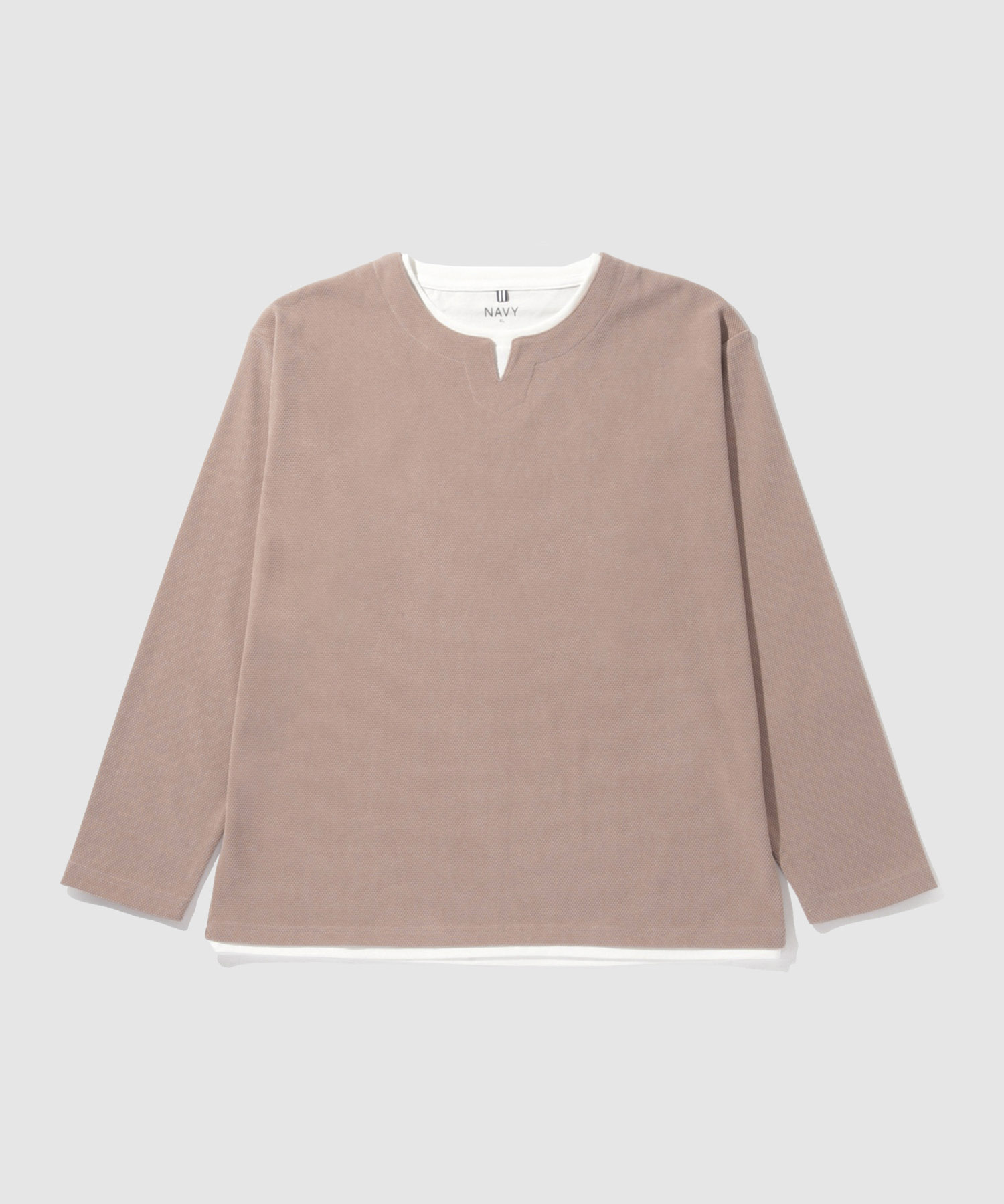 NAVY Tシャツ メンズ 長袖 ロンT フェイクレイヤード カノコ 微起毛