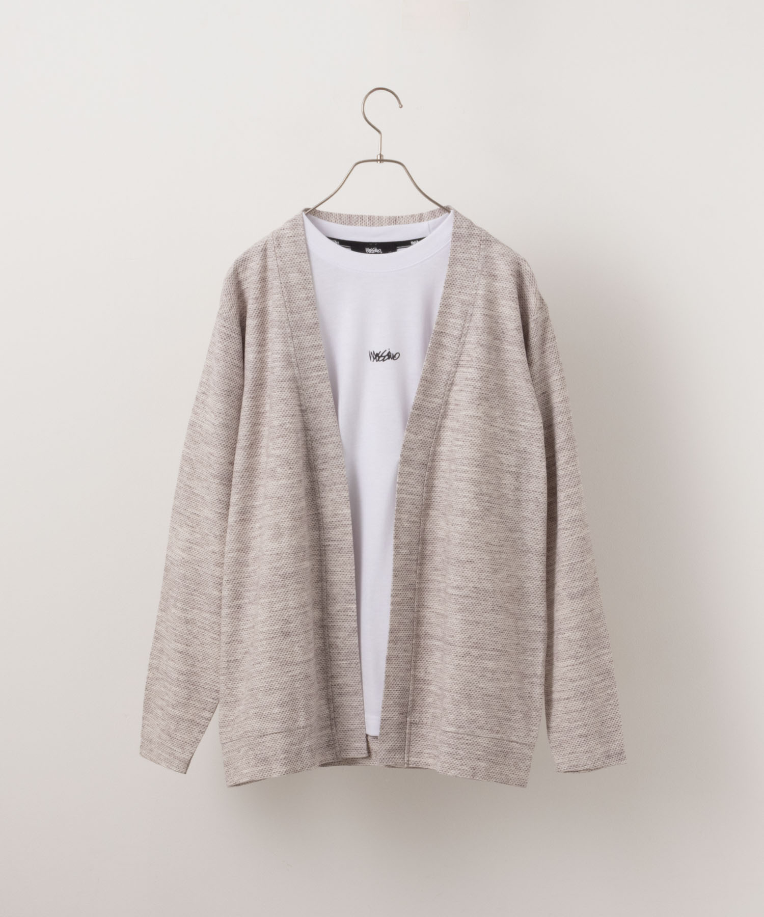 mossimo モッシモ カーディガン 半袖Tシャツ アンサンブル メンズ ボタンレス 無地 ワンポ...