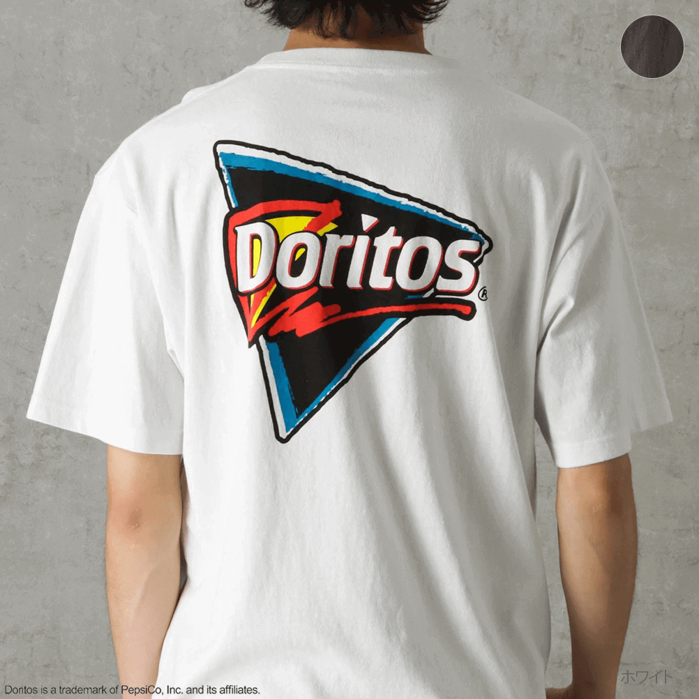 Doritos ドリトス 半袖Tシャツ アクリルキーホルダー付き メンズ 綿100% コットン プリント 刺繍 お菓子 トップス ネコポス対応
