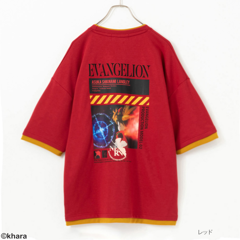 EVANGELION エヴァンゲリオン Tシャツ 5分袖 7分袖 メンズ フェイク 