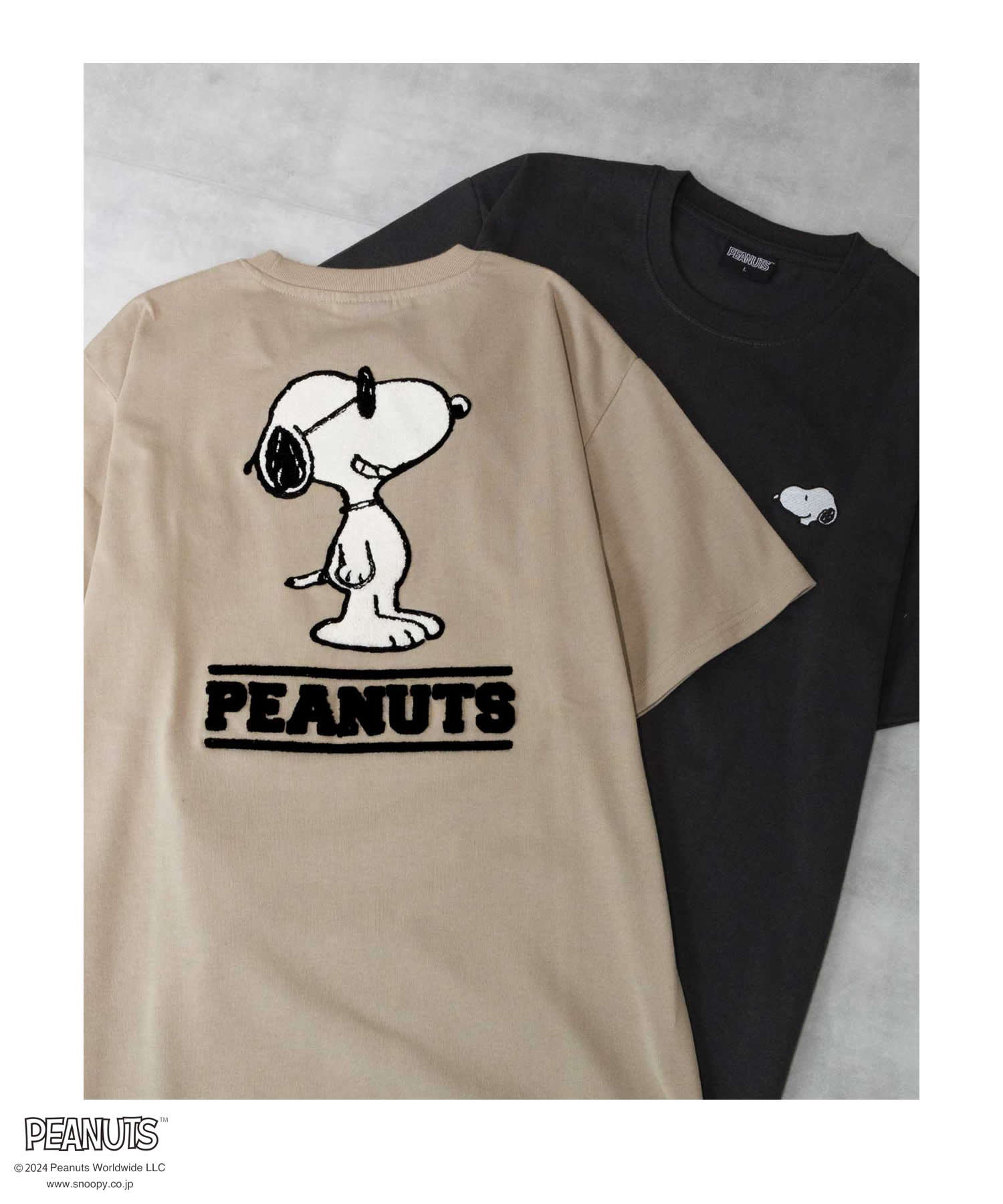 PEANUTS SNOOPY ピーナッツ スヌーピー 半袖Tシャツ メンズ ワイドシルエット キャラクター サガラ刺繍 クルーネック トップス  ネコポス対応