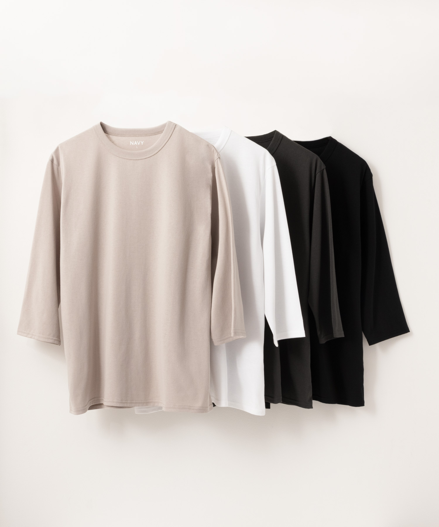 NAVY Tシャツ メンズ 7分袖 抗菌防臭 無地 クルーネック カットソー