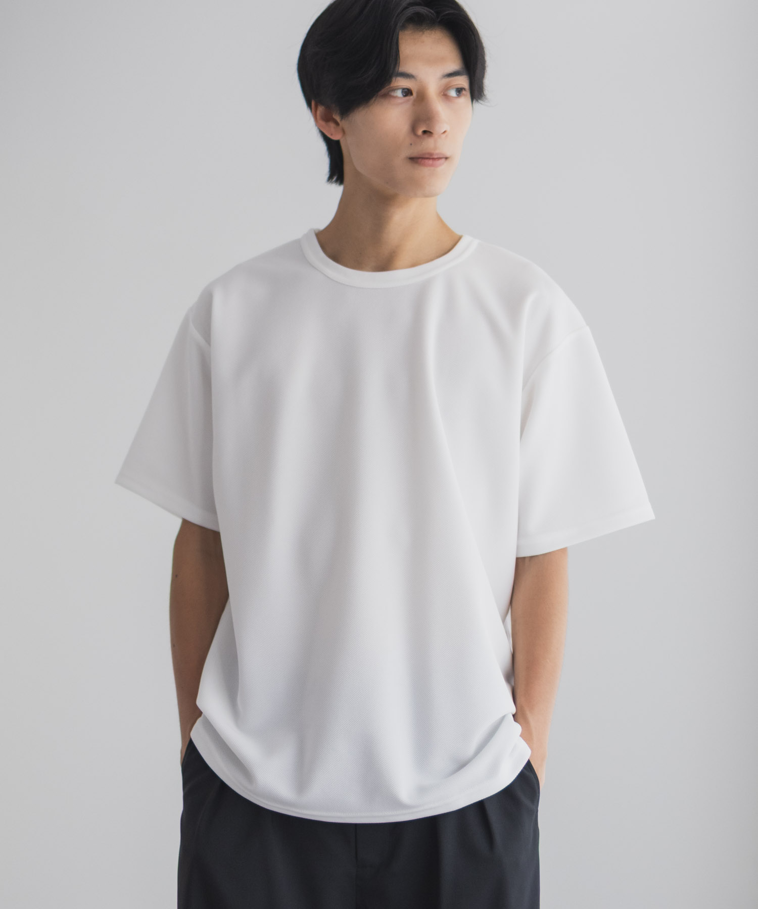 NAVY Tシャツ メンズ 半袖 鹿の子 無地 シンプル インナー クルー