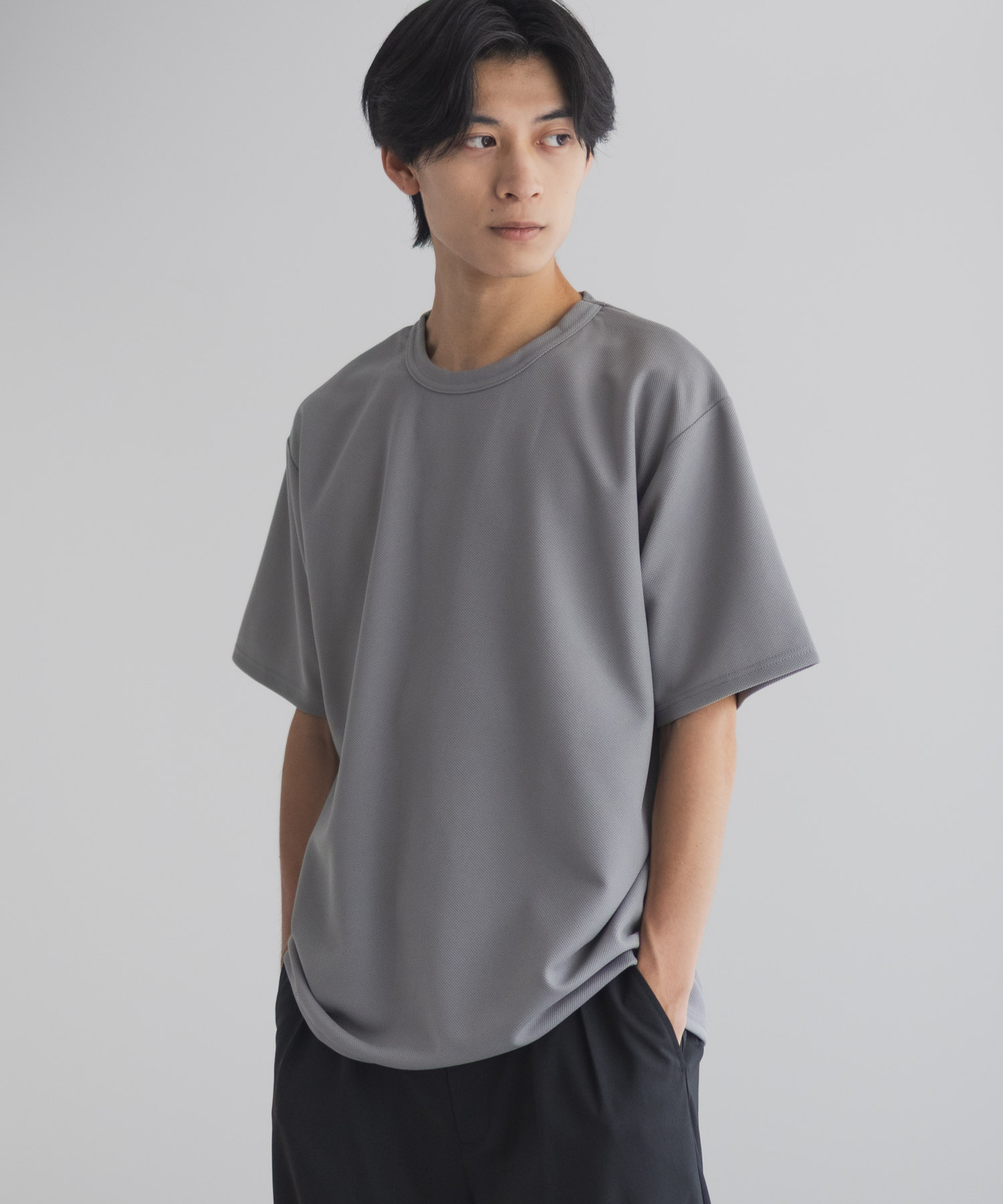 NAVY Tシャツ メンズ 半袖 鹿の子 無地 シンプル インナー クルー