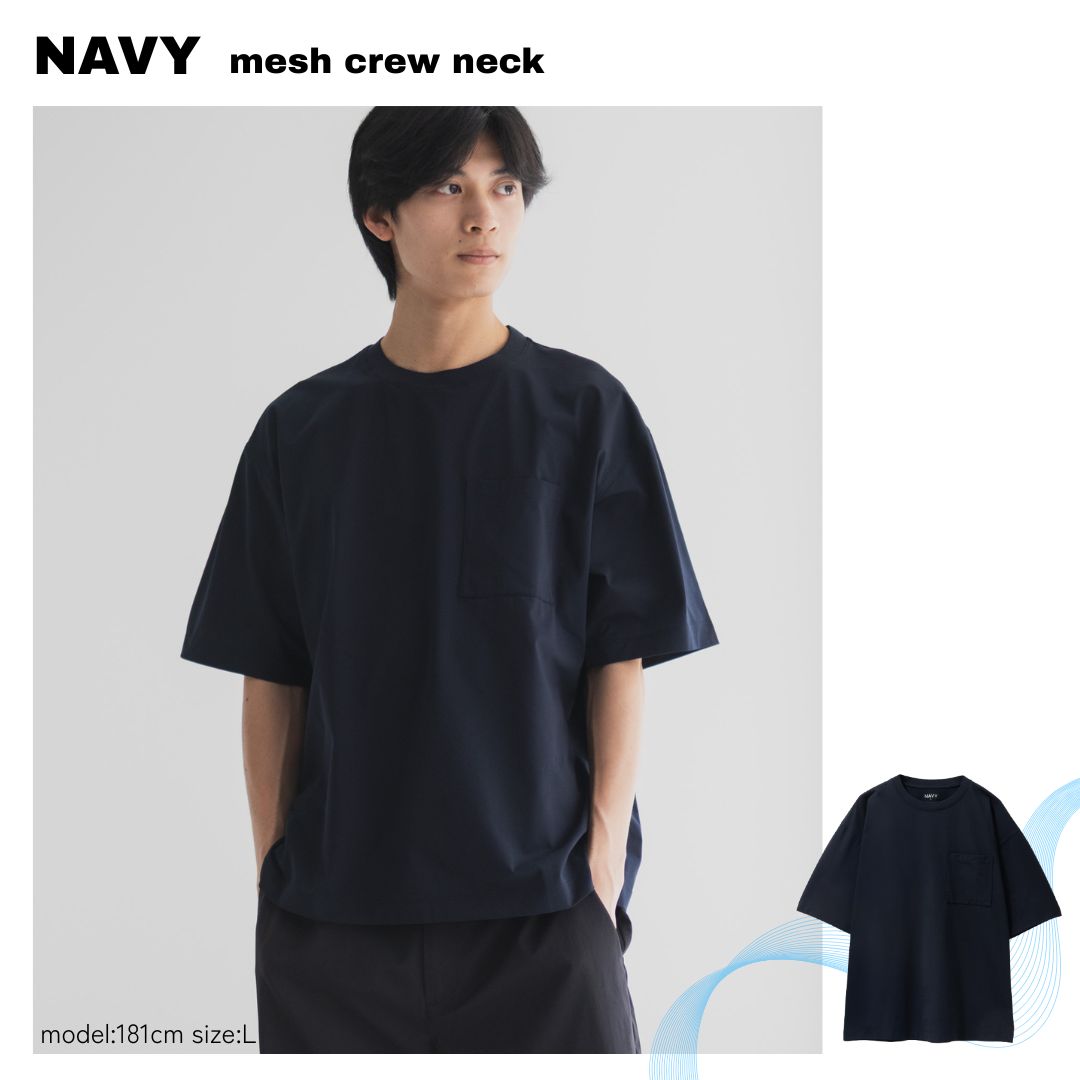 NAVY Tシャツ メンズ 半袖 5分袖 メッシュ加工 通気性 ドライ