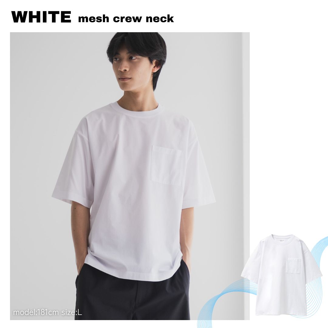 NAVY Tシャツ メンズ 半袖 5分袖 メッシュ加工 通気性 ドライ