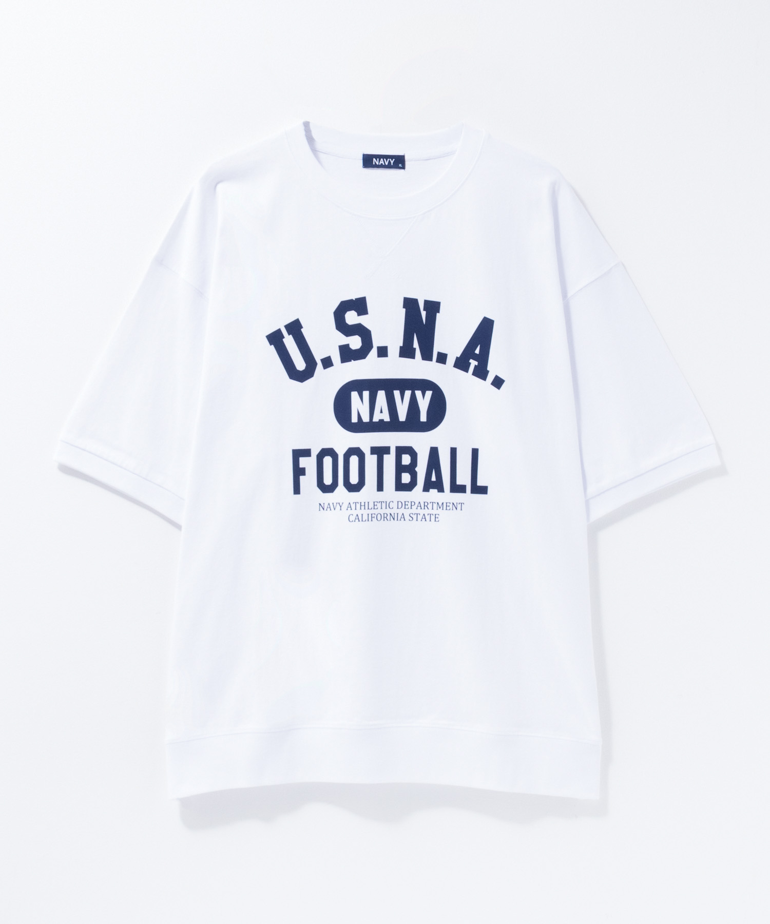 NAVY スウェット トレーナー Tシャツ メンズ 半袖 5分袖 綿100 
