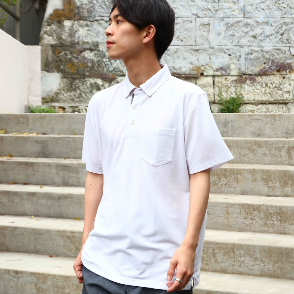 Ｌサイズ　サラッと快適　新品多機能素材　おしゃれな半袖ボタンポロシャツHK WORKS LONDON Green コシノヒロコ GOLF ゴルフ　ブラック