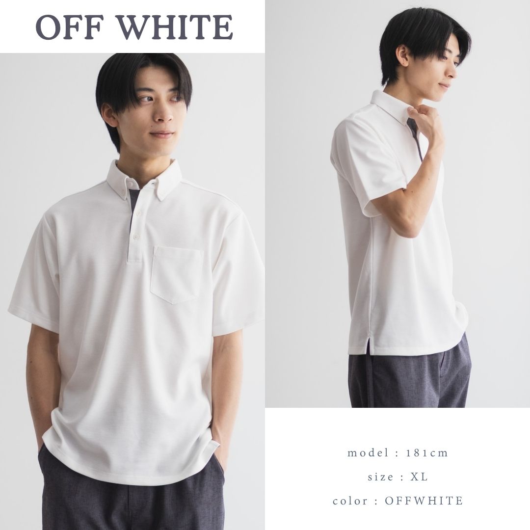 NAVY ポロシャツ メンズ 半袖 接触冷感 抗菌防臭 ドライ ひんやり 無地