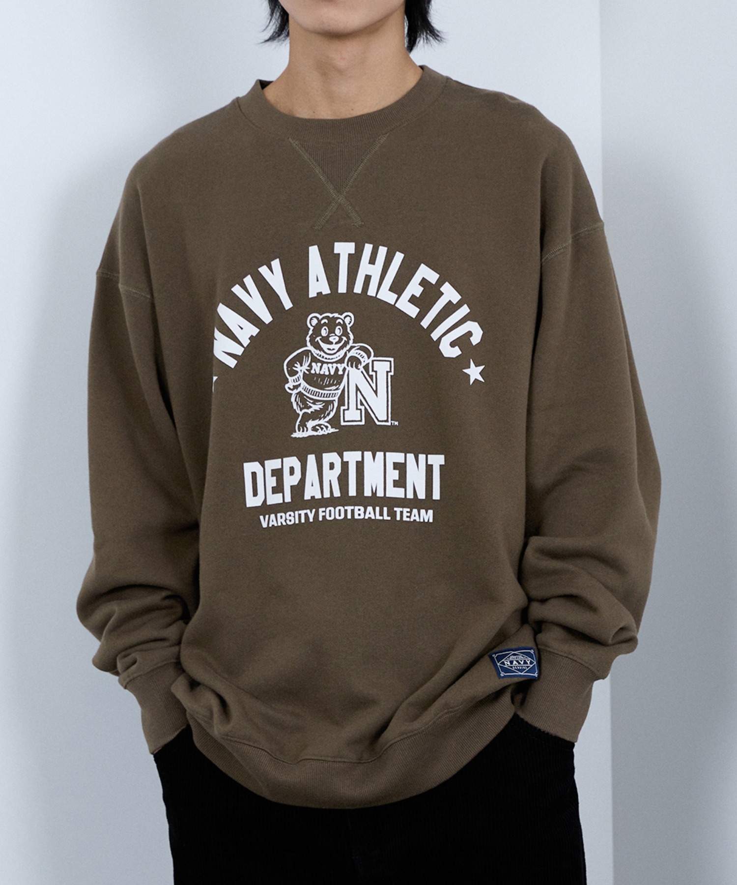 NAVY 裏起毛 トレーナー メンズ 暖かい 綿混 大きめ ゆったり カレッジ