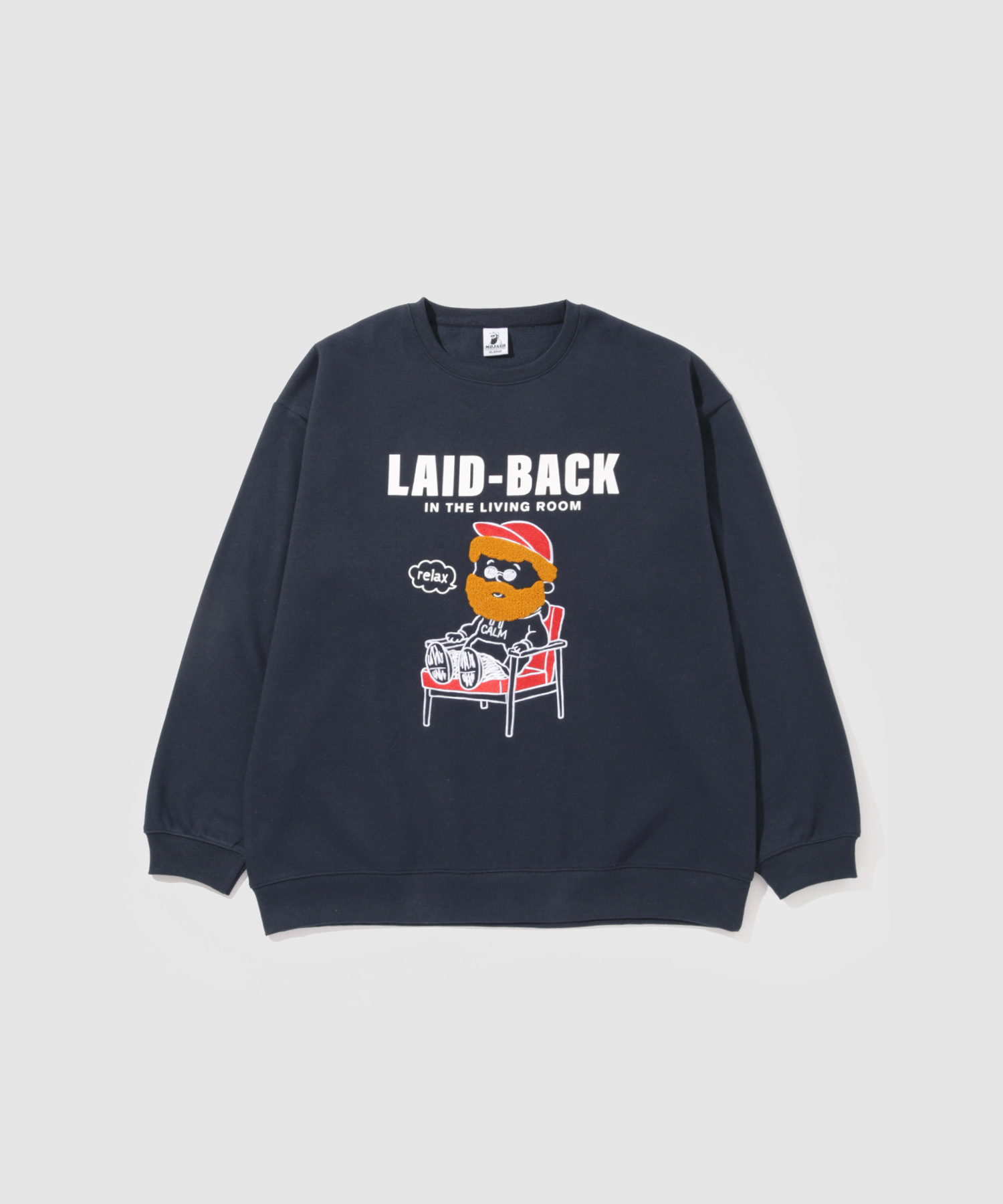 裏起毛 トレーナー メンズ 暖かい スウェット 髭 おじさん サガラ刺繍