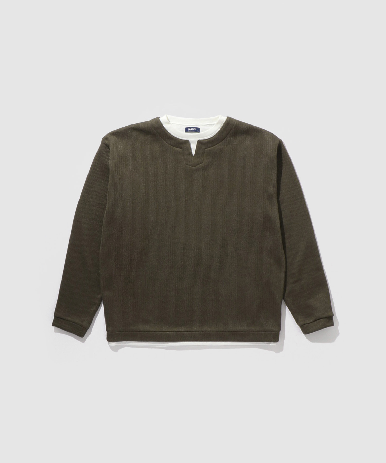 NAVY 裏起毛 トレーナー メンズ スウェット フェイクレイヤード 長袖 T