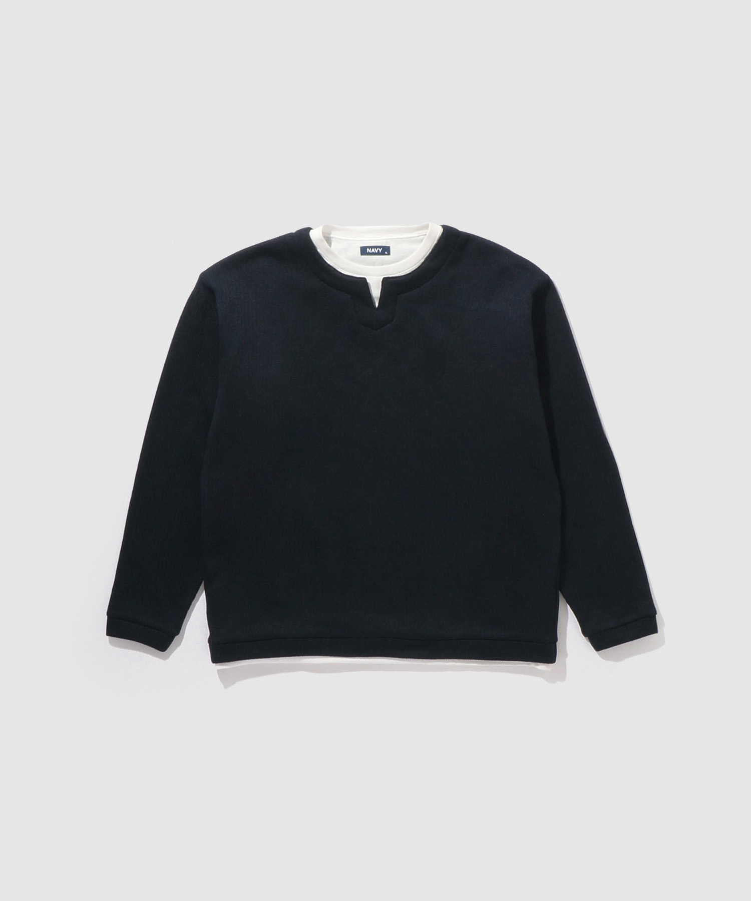 NAVY 裏起毛 トレーナー メンズ スウェット フェイクレイヤード 長袖 T