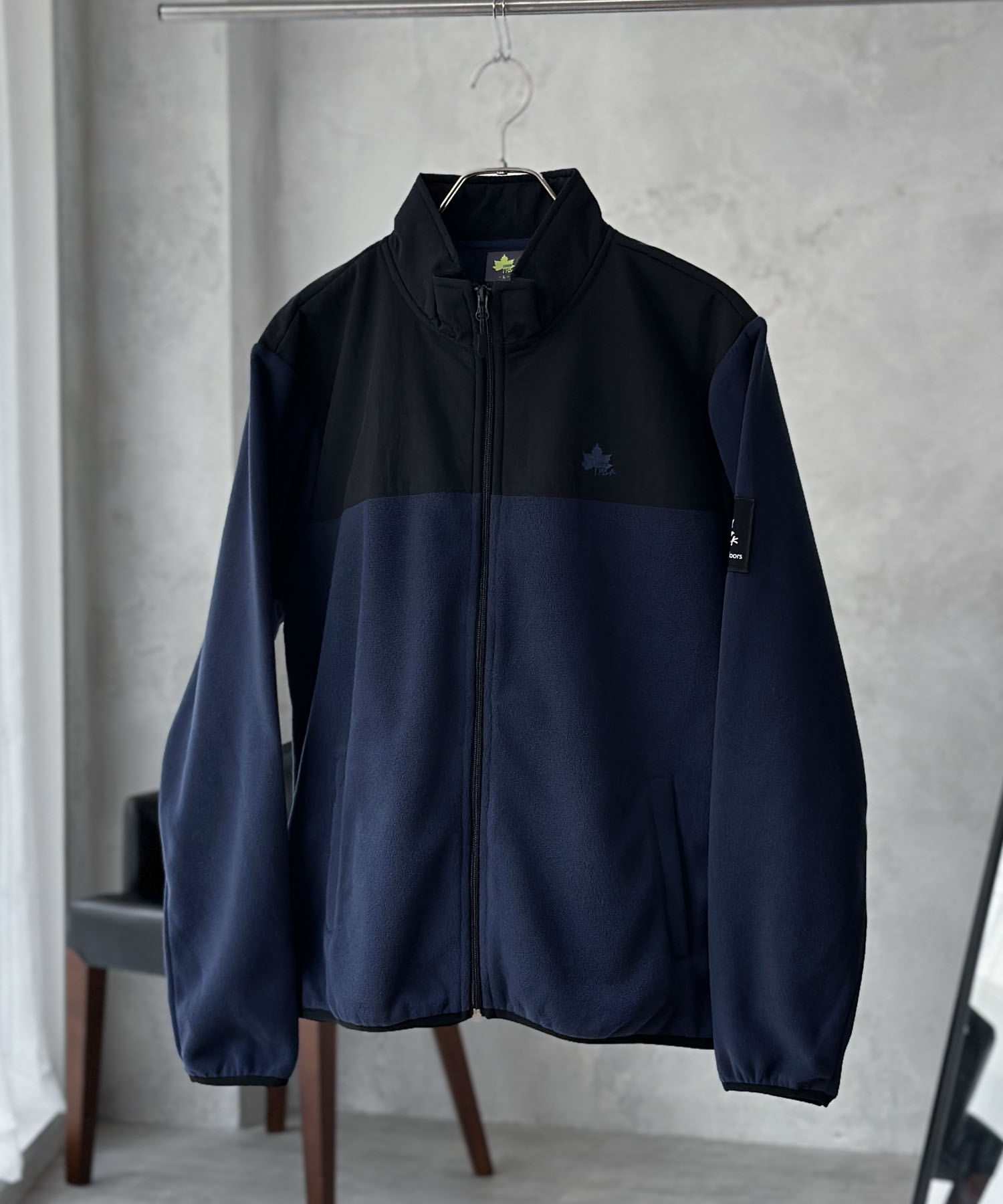 メンズ ロゴ フリーストップス jouetie ハーフZIPロゴフリーストップス（ブラック） -ファッション