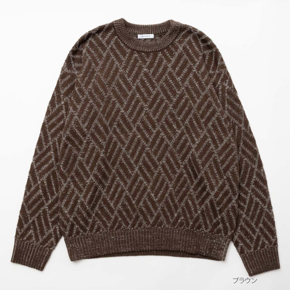 URBAN COLLECTION ニット セーター メンズ 長袖 総柄 洗える クルー 