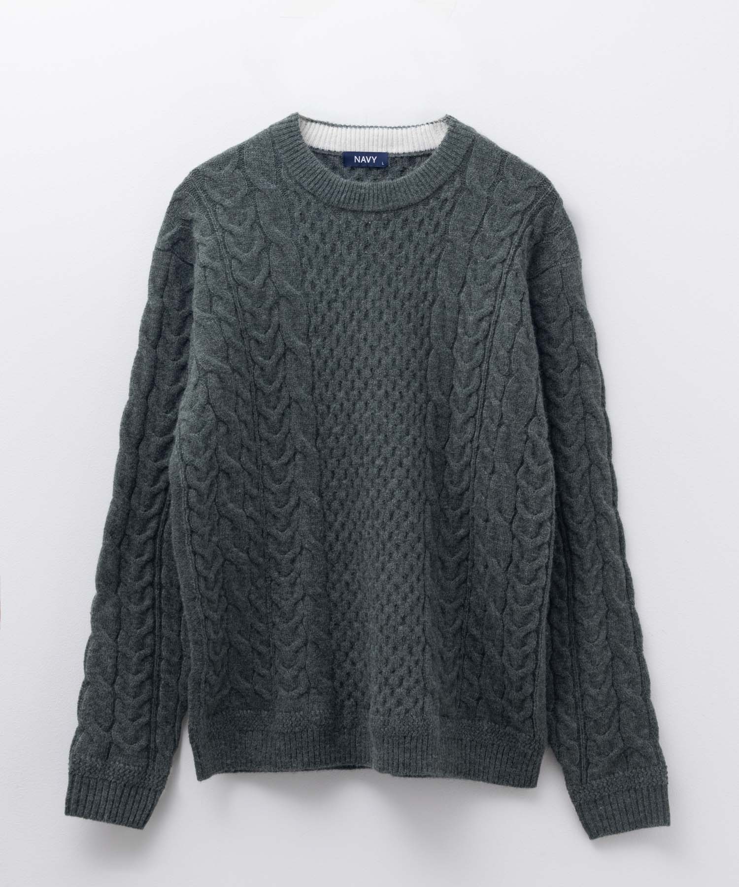 NAVY ニット セーター メンズ ストレッチ マシーンウォッシャブル