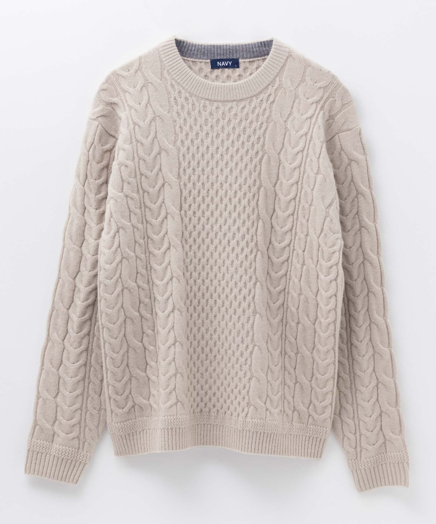 NAVY ニット セーター メンズ ストレッチ マシーンウォッシャブル