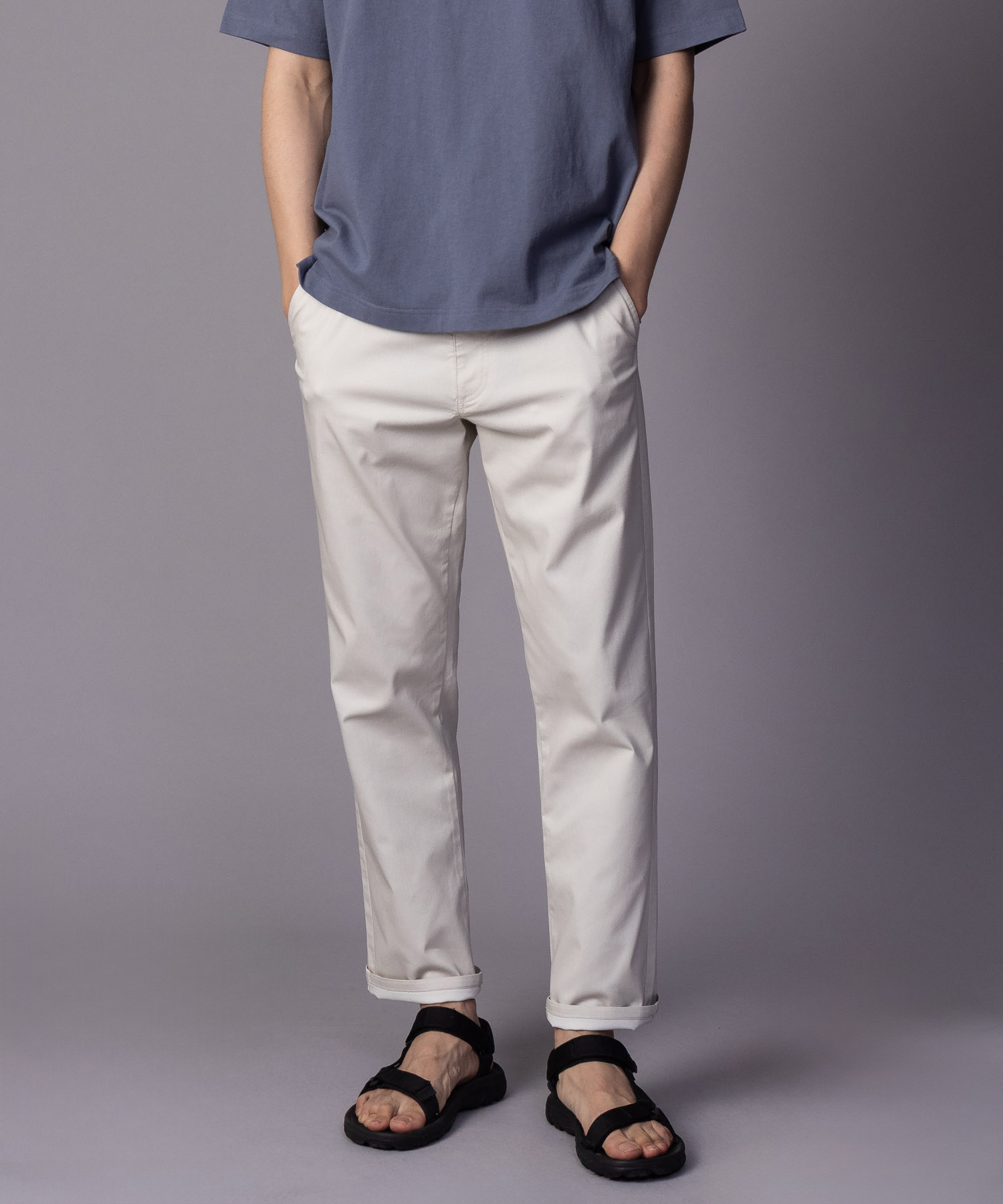 NAVY ストレートパンツ メンズ 抗菌 防臭 冷感 ドライ 軽量 ストレッチ