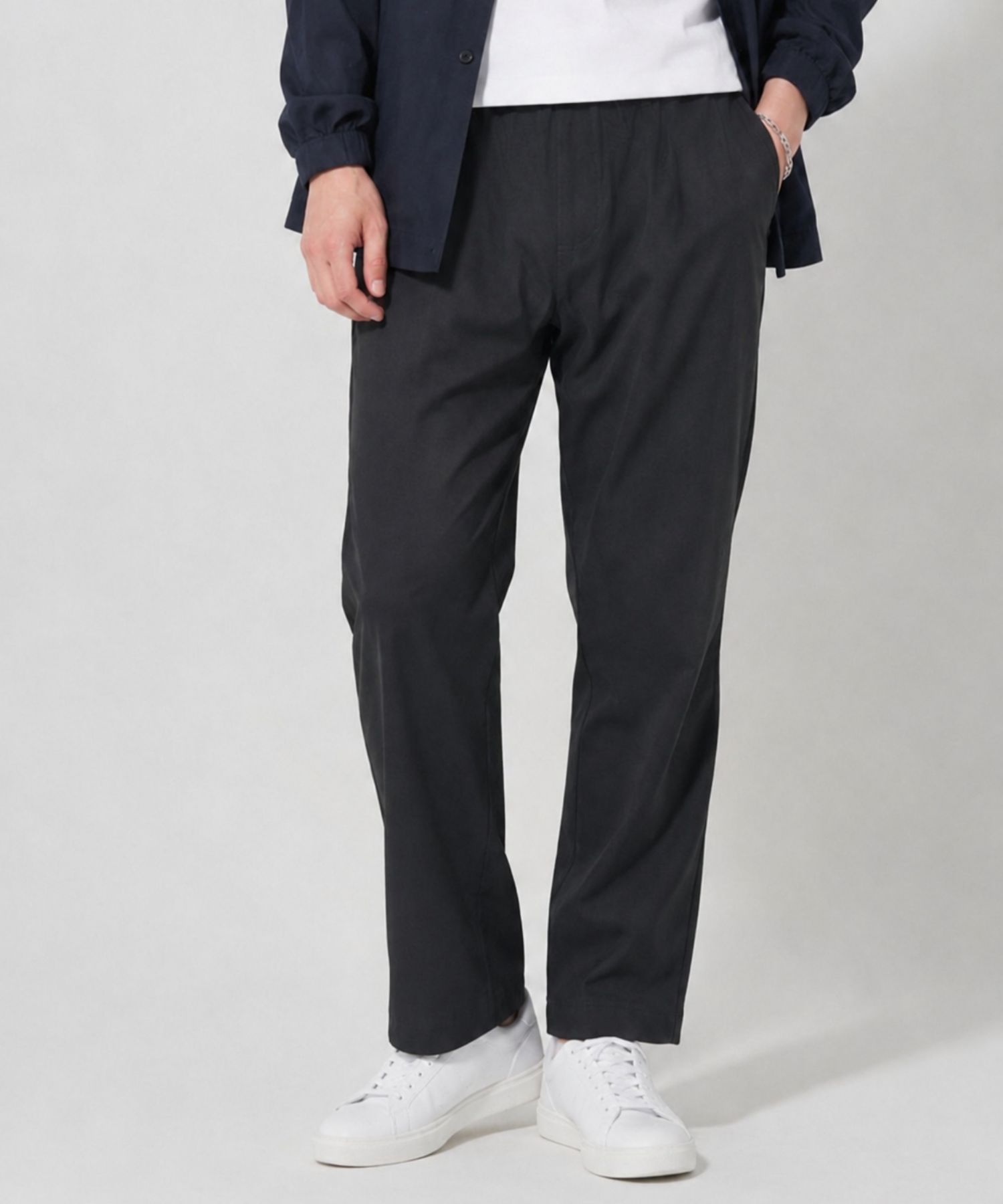 Loudmouth★新品未使用 テーパードロングパンツホワイト メンズ マイラク テーパードパンツ メンズ ストレッチ 抗菌 防臭 ウエストゴム