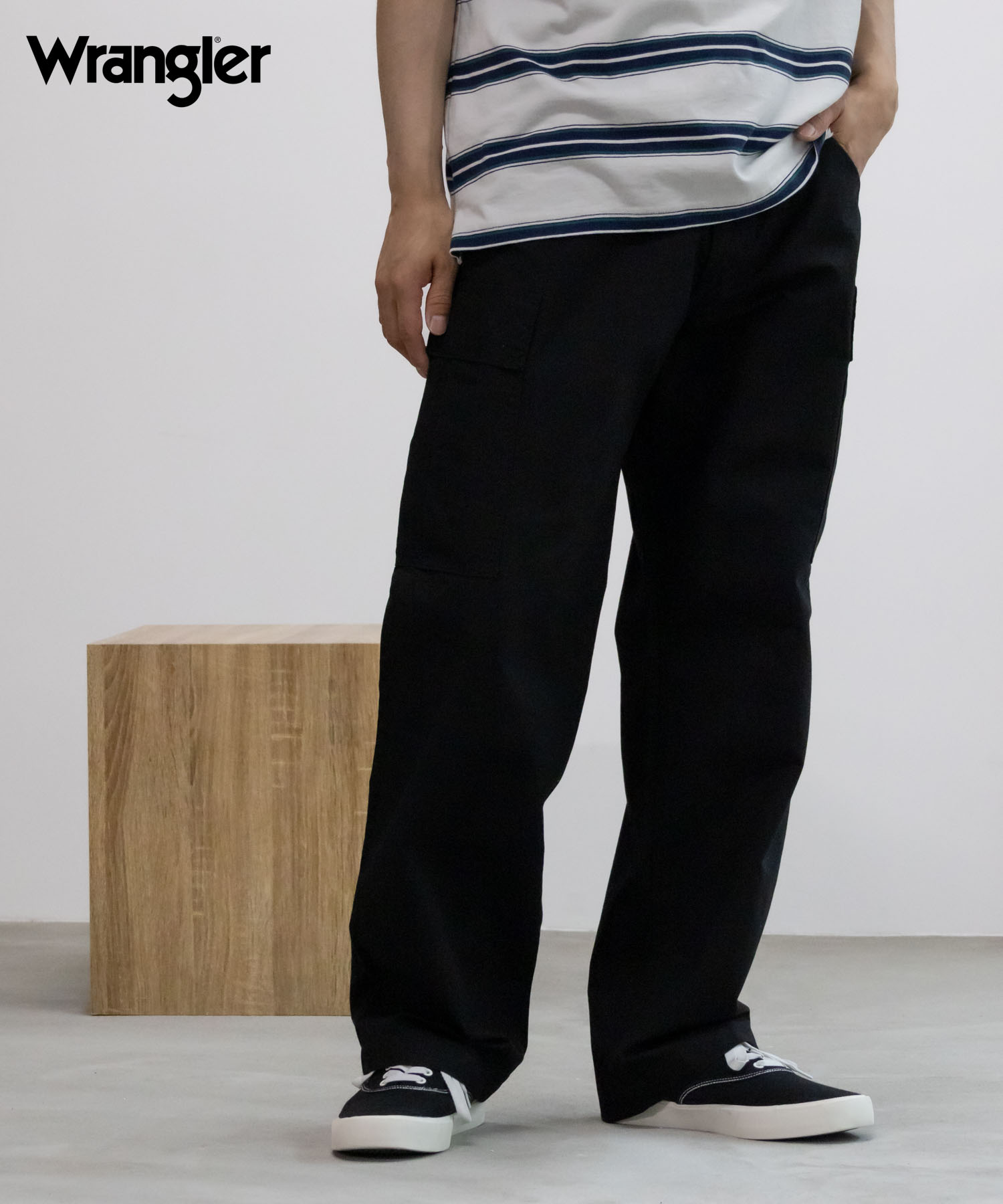 ３枚ラングラー　カーゴパンツ　ブラックワークパンツ　ダブルニー　W46 L30 3枚ラングラー カーゴパンツ ブラックワークパンツ ダブルニー W46