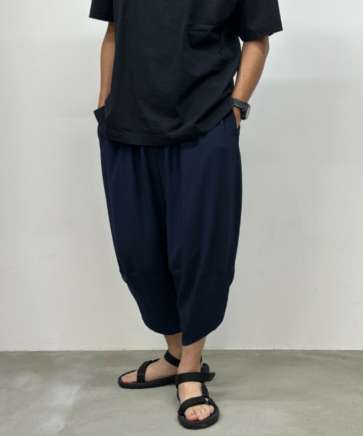 イージーパンツ サルエルパンツ メンズ レーヨン 接触冷感 リラックスシルエット ポケット ボトムス | NAVY（ファッション） | 04