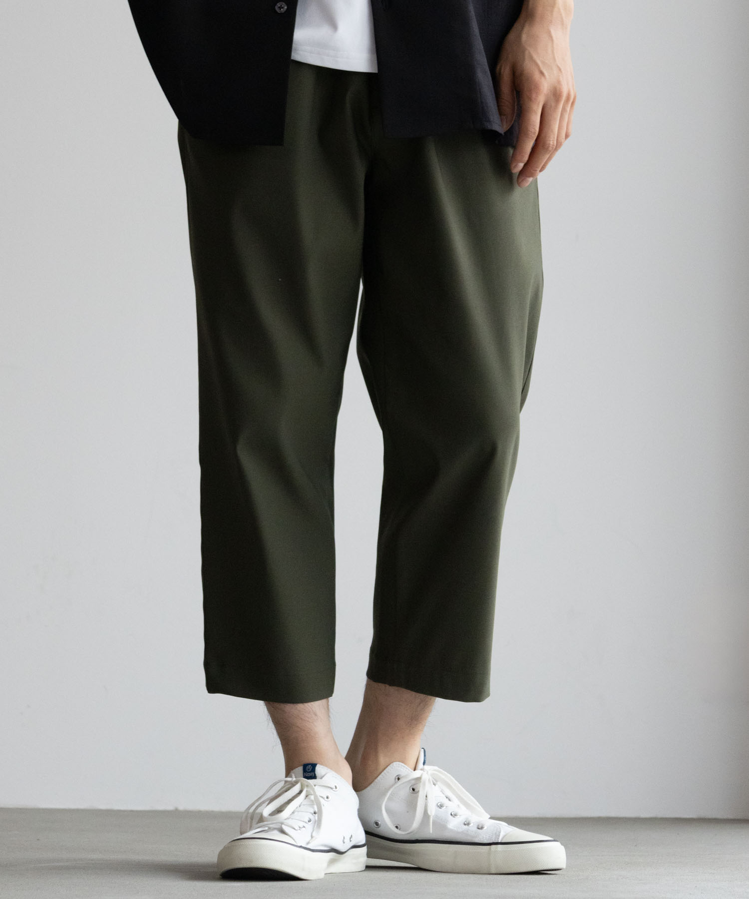 NAVY クロップドパンツ メンズ ストレッチ 抗菌防臭 ウエストゴム