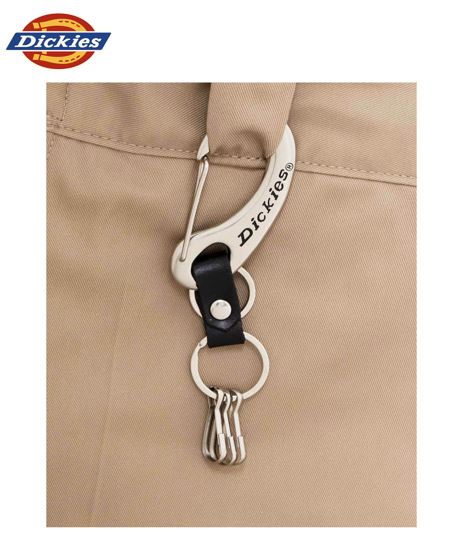 Deci  OVY カラビナキーリング Dickies Dickiesディッキーズ カラビナ レザー 牛革 本革 ロゴ
