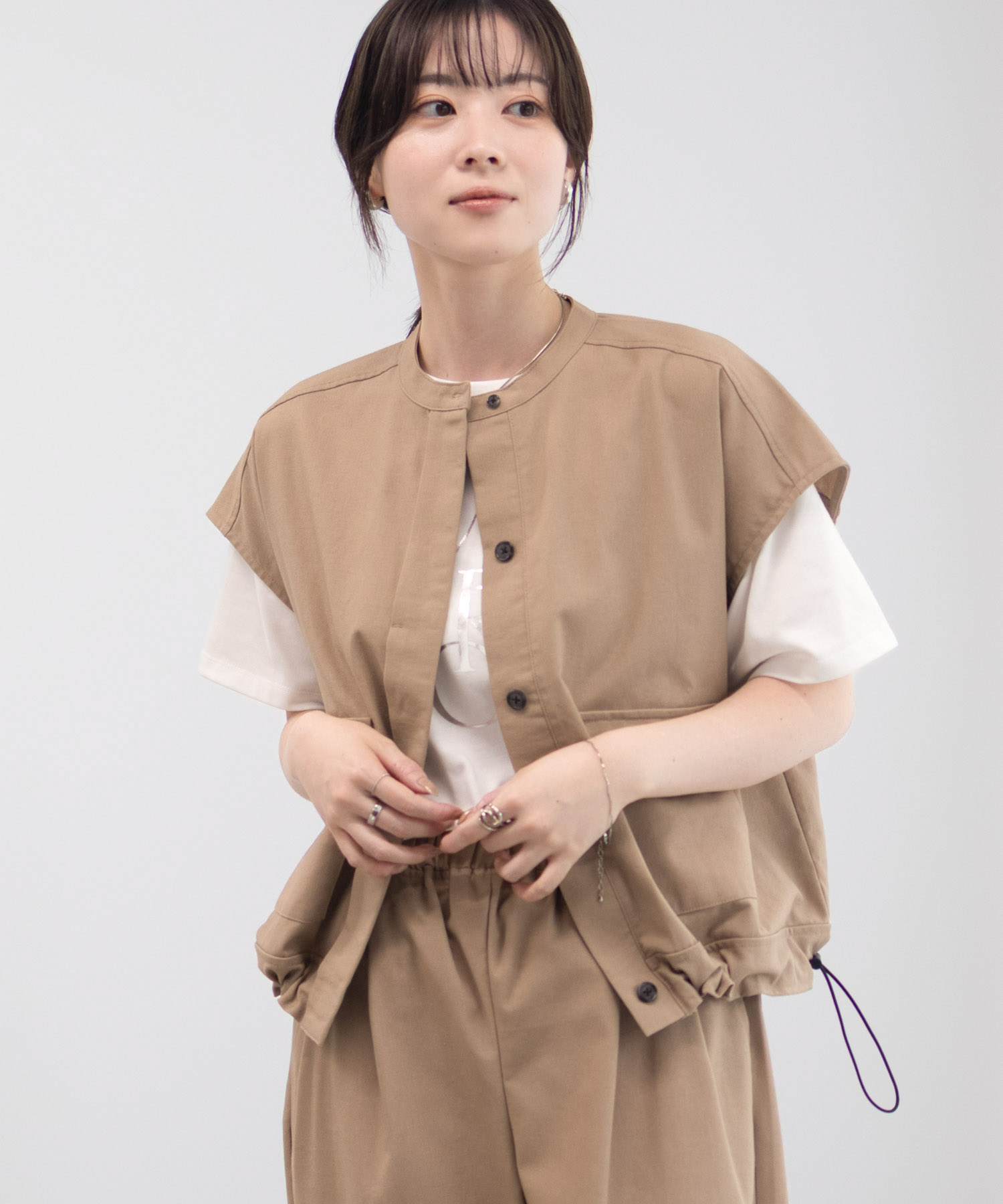 Idnes イドネス ジャケット ベスト ジレ レディース ショート
