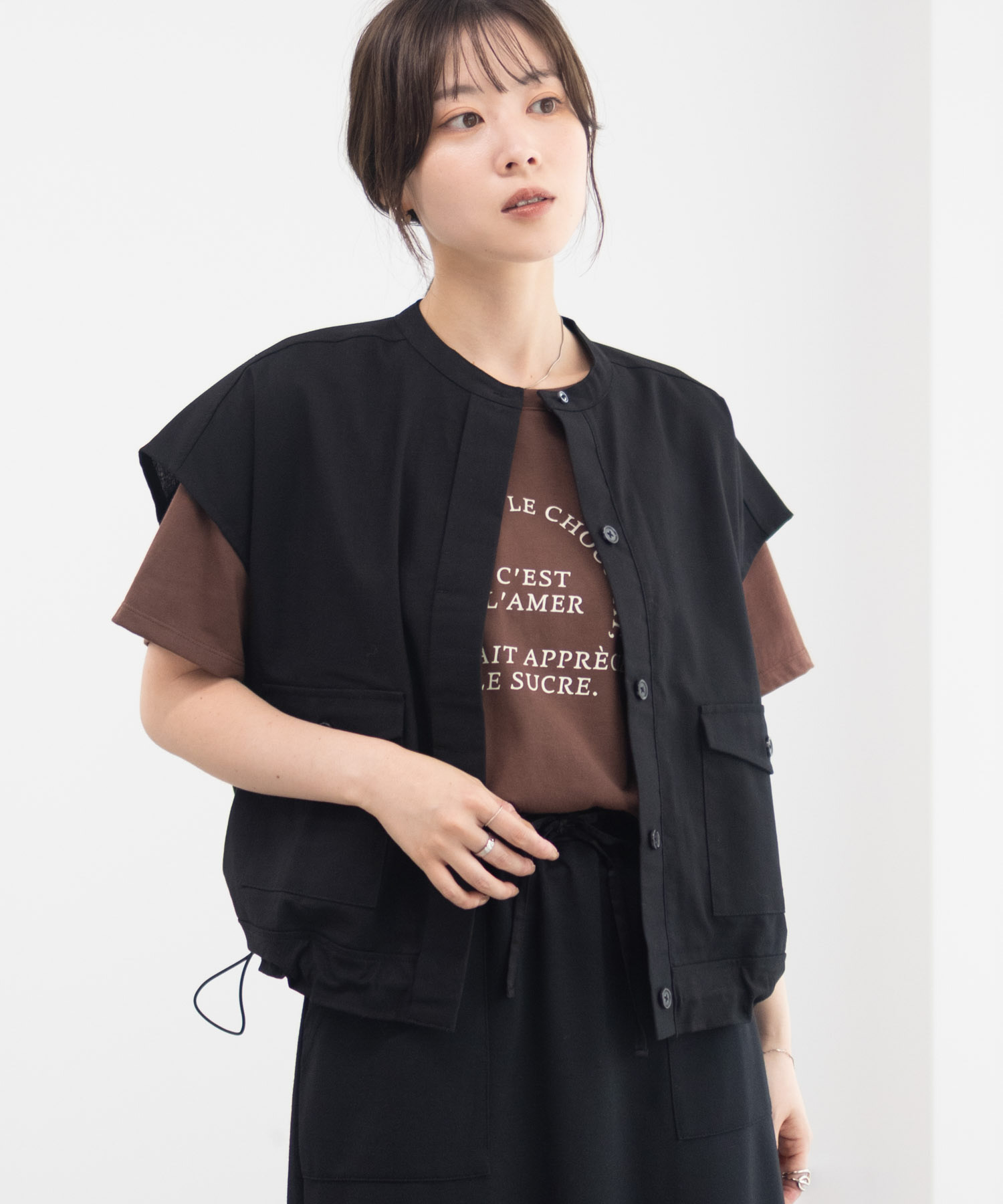 Idnes イドネス ジャケット ベスト ジレ レディース ショート