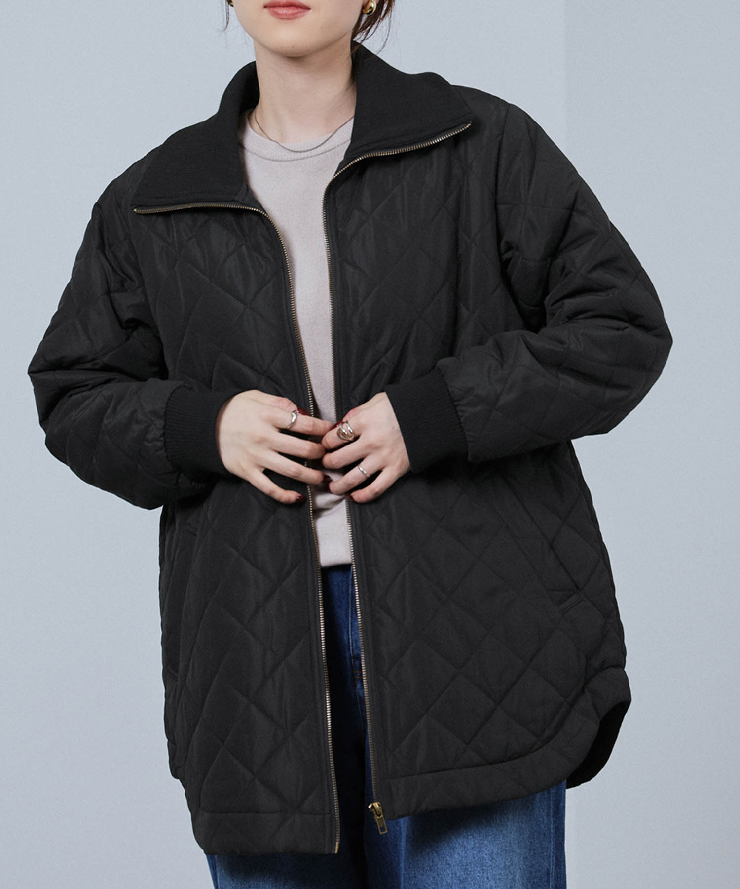 NAVY ブルゾン レディース キルティング 中綿 裏地 フリース 暖かい