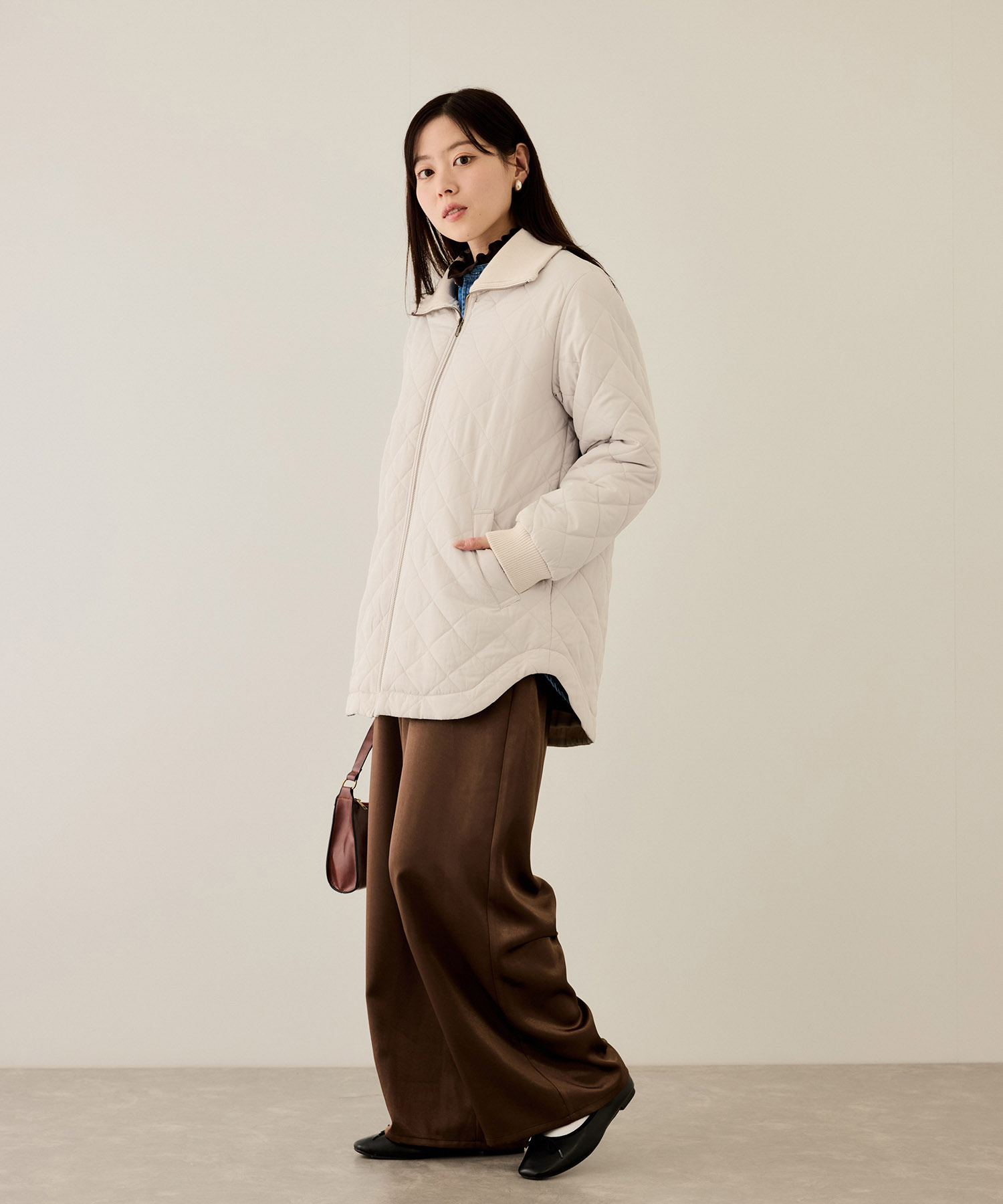 NAVY ブルゾン レディース キルティング 中綿 裏地 フリース 暖かい