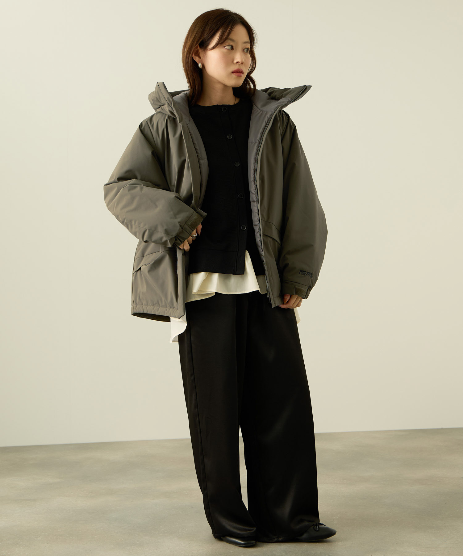 NAVY モンスターパーカー レディース 中綿ブルゾン アウター ハーフ丈