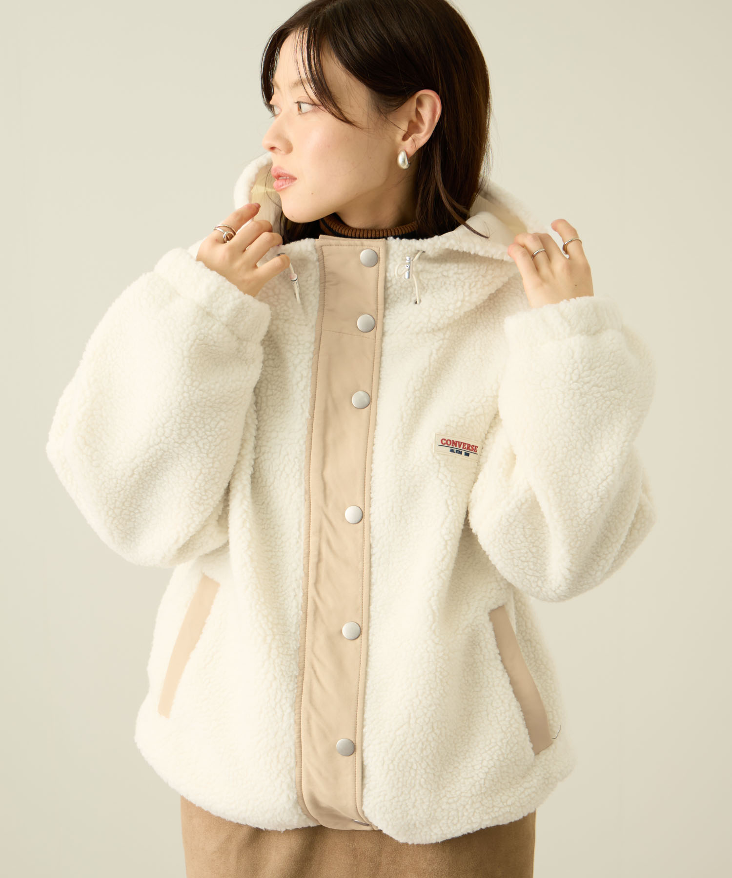 CONVERSE（コンバース） ボアジャケット レディース アウター フード 