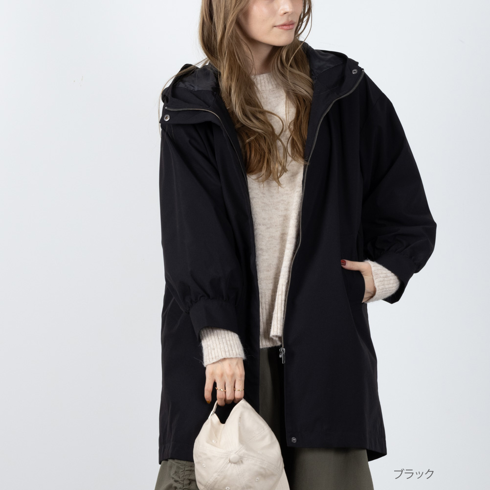 NAVY モッズコート レディース 裏地 はっ水加工 無地 ファスナー