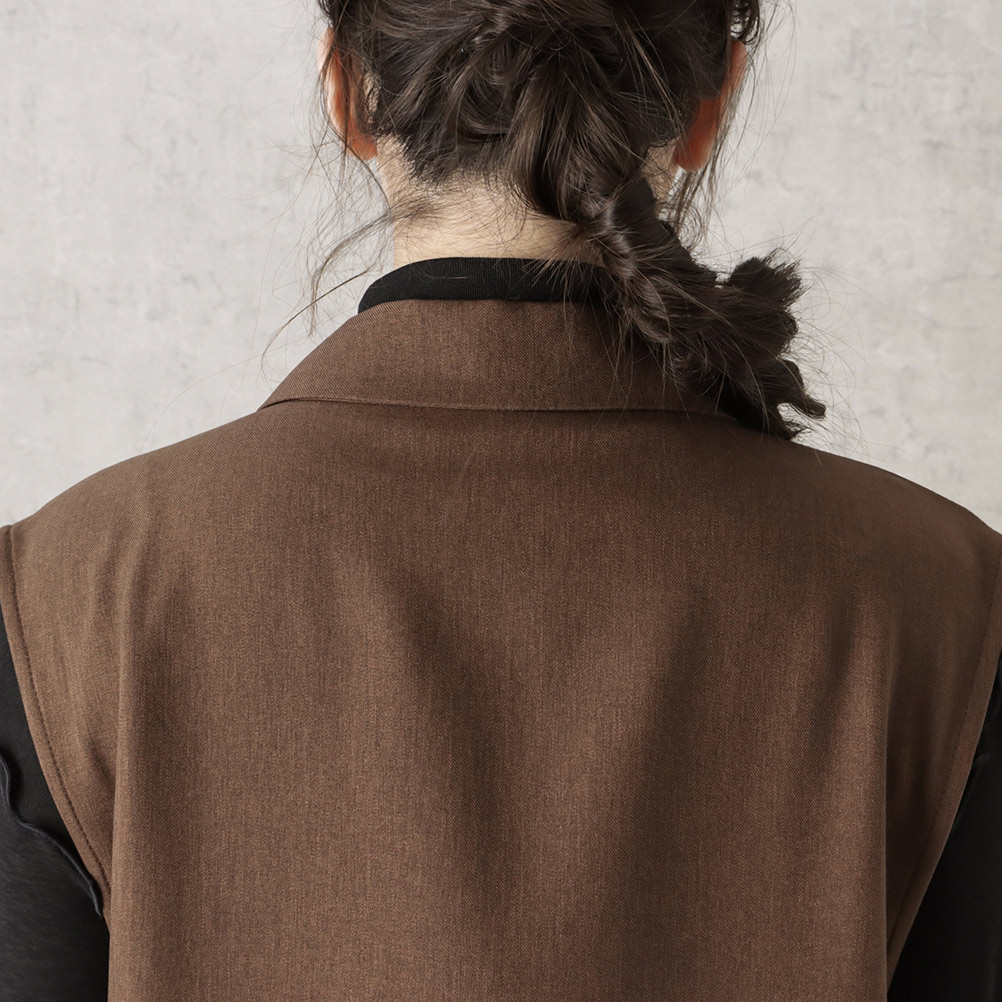 NAVY ベスト ジレ レディース サイドベルト サイドタブ ボタン 襟