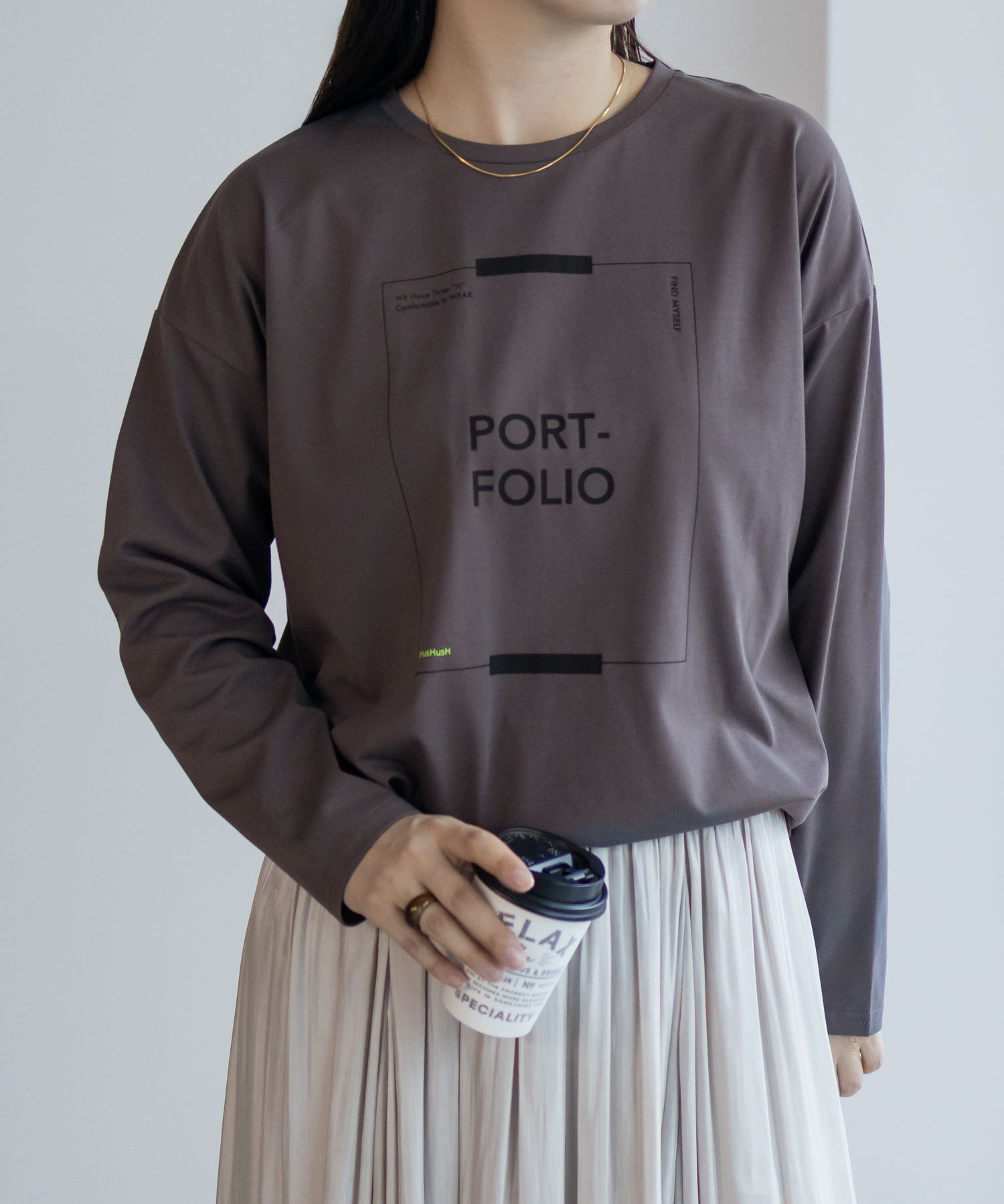 HusHusH（ハッシュアッシュ） Tシャツ レディース 長袖 ラウンドヘム