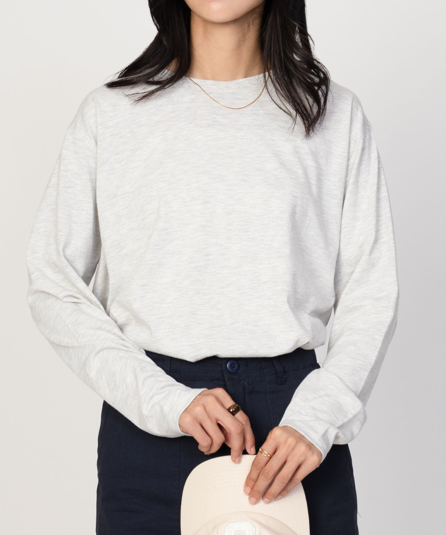 NAVY（ファッション） Tシャツ レディース 長袖 綿混 ラウンド