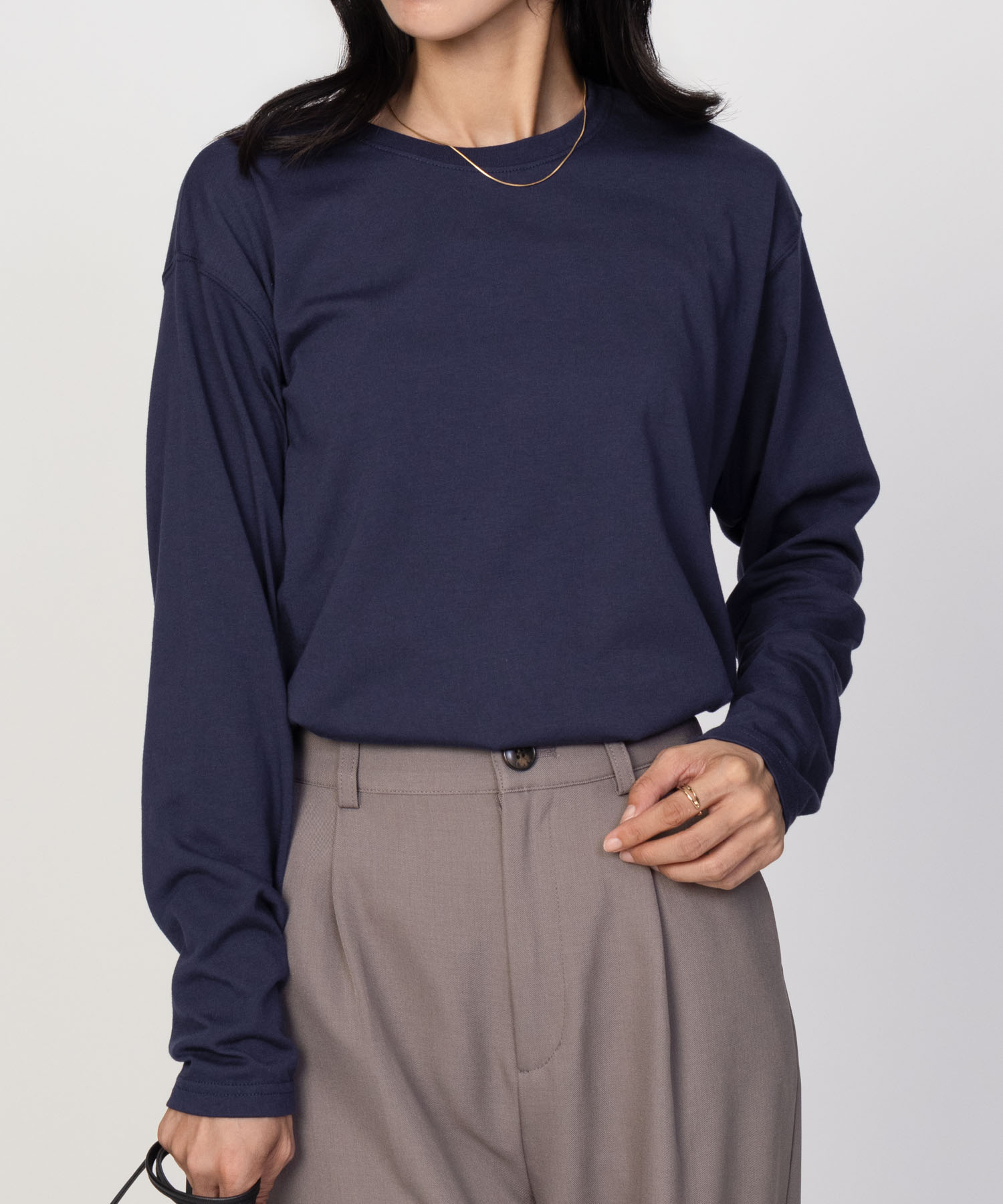 NAVY（ファッション） Tシャツ レディース 長袖 綿混 ラウンド