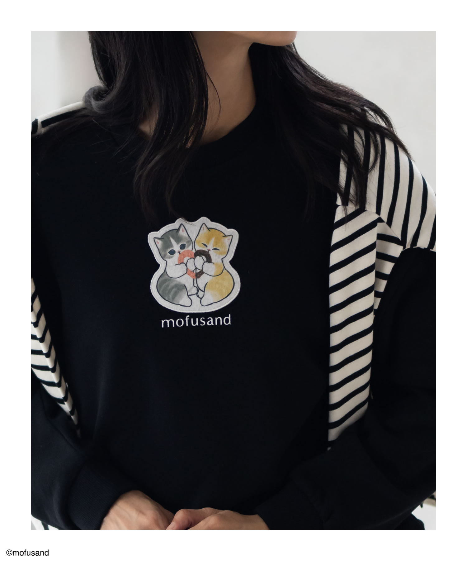 mofusand モフサンド 裏毛 トレーナー レディース 綿混 プルオーバー