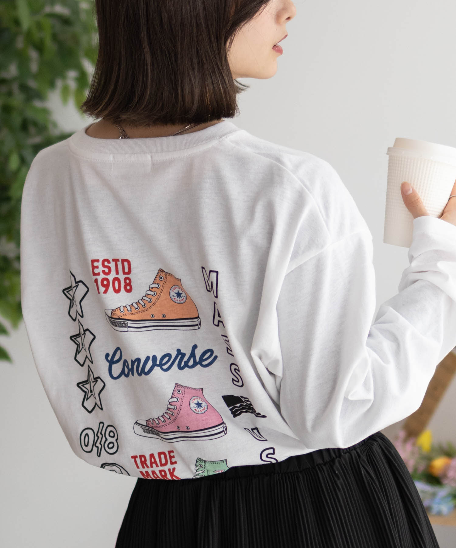 CONVERSEコンバース Tシャツ レディース 長袖 綿混 コットン ロンT トップス ネコポス対...