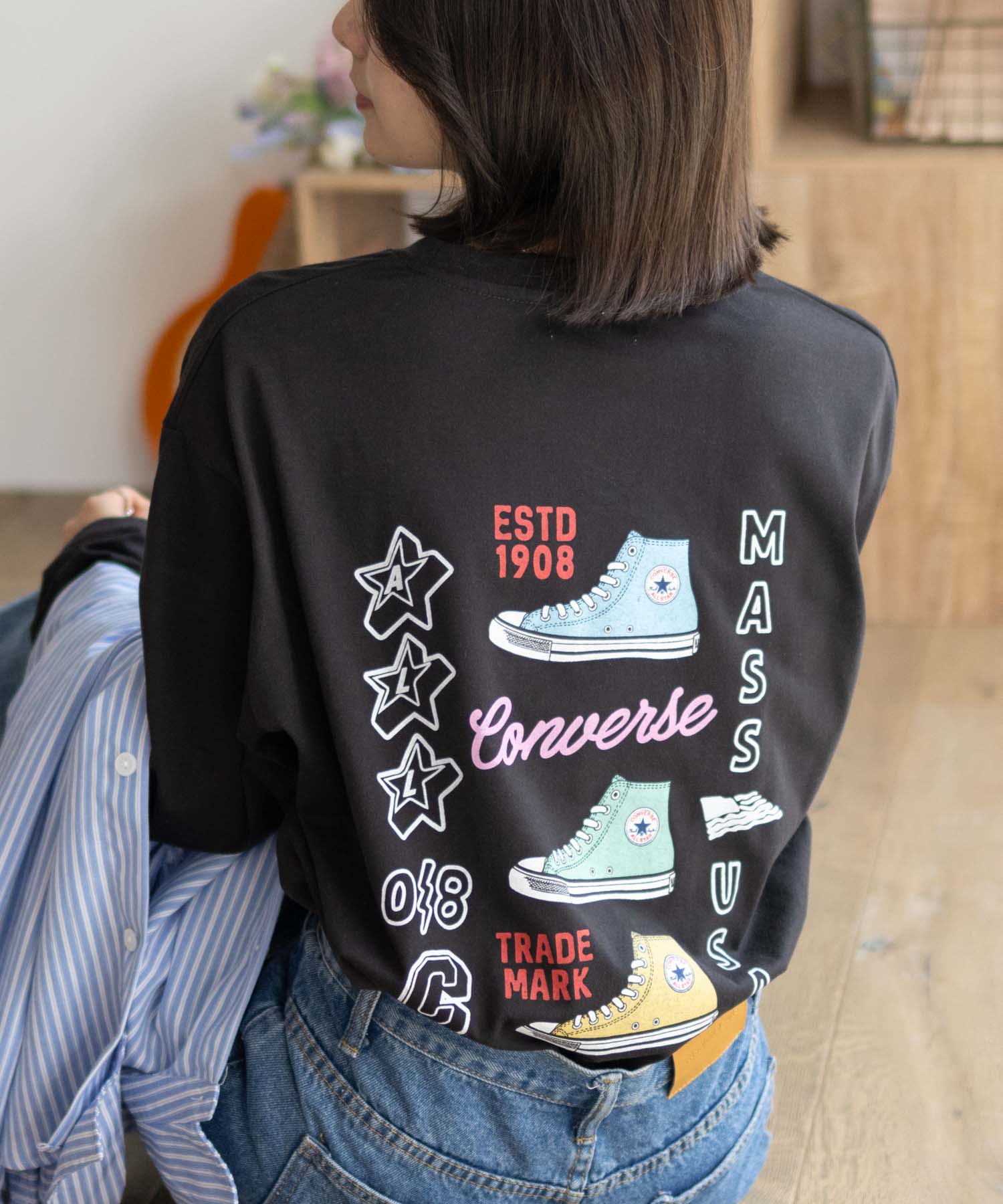 CONVERSEコンバース Tシャツ レディース 長袖 綿混 コットン ロンT トップス ネコポス対...